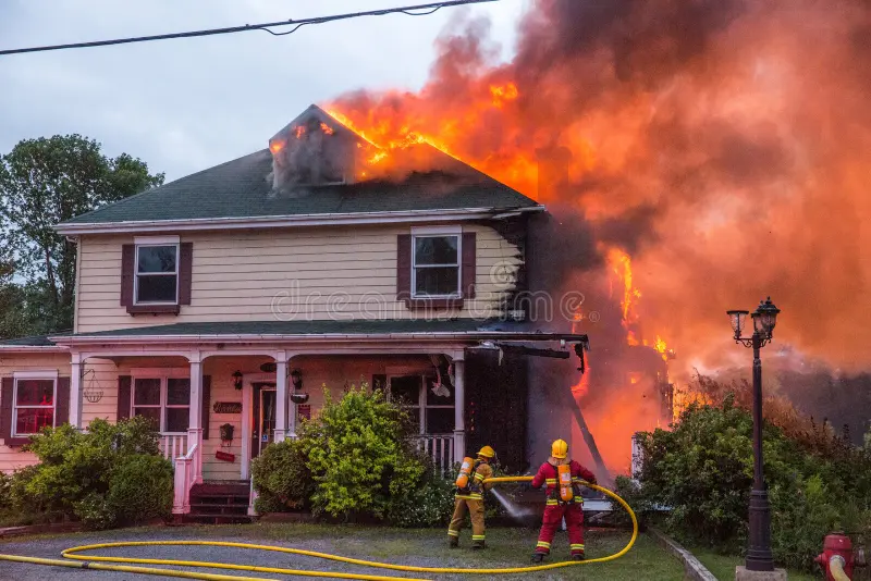 Fire damage to a residential property